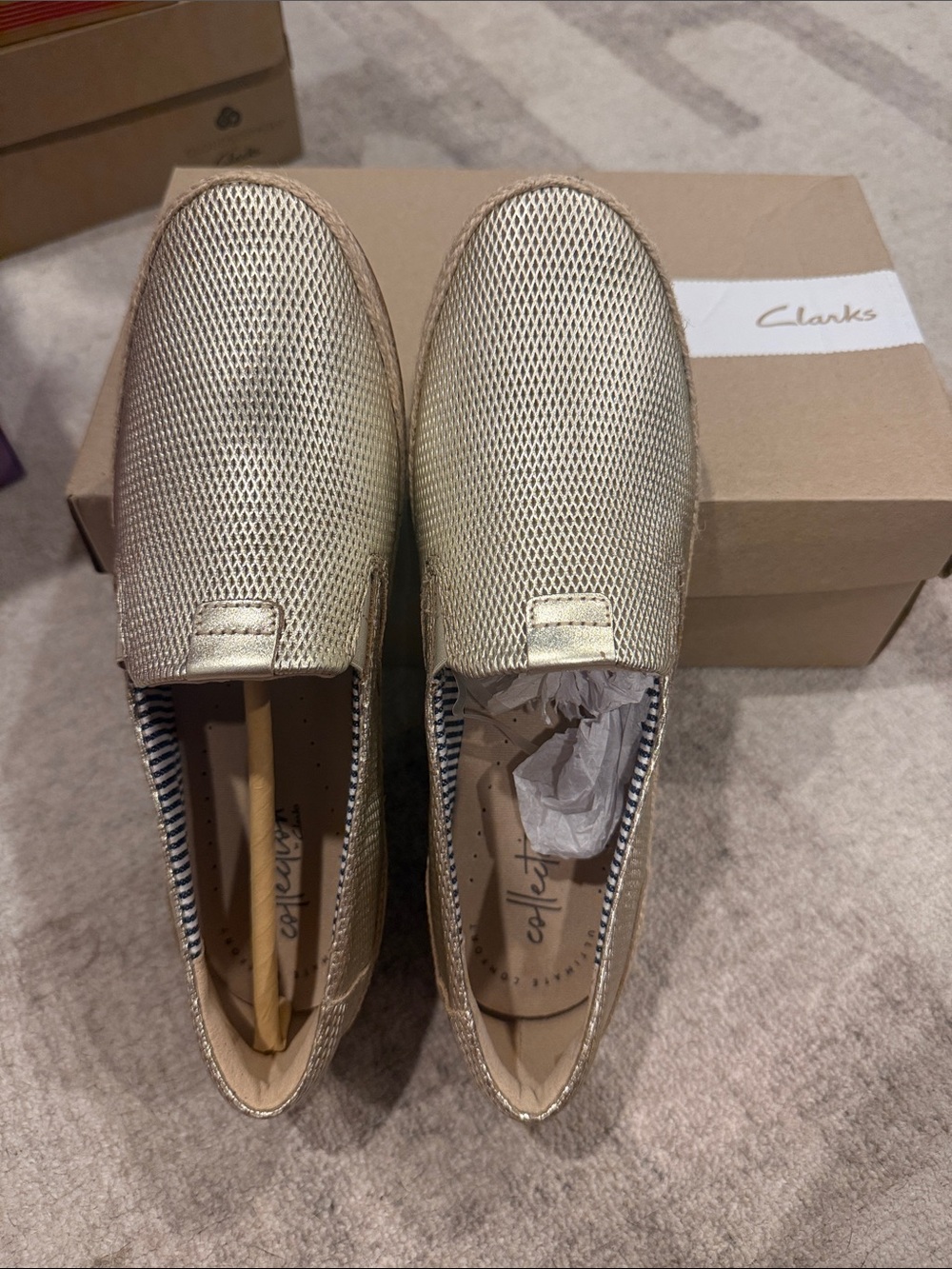 Clarks Women's Metallic Gold Slip-On Espadrilles